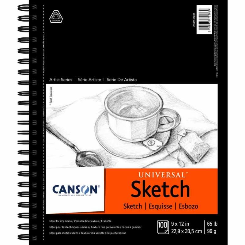 1 80 Sheets for Pencil and Charcoal Canson Artist Series Sketch Book Paper Pad Acid Free 9 x 12 Inch 65 Pound Wire Bound 
